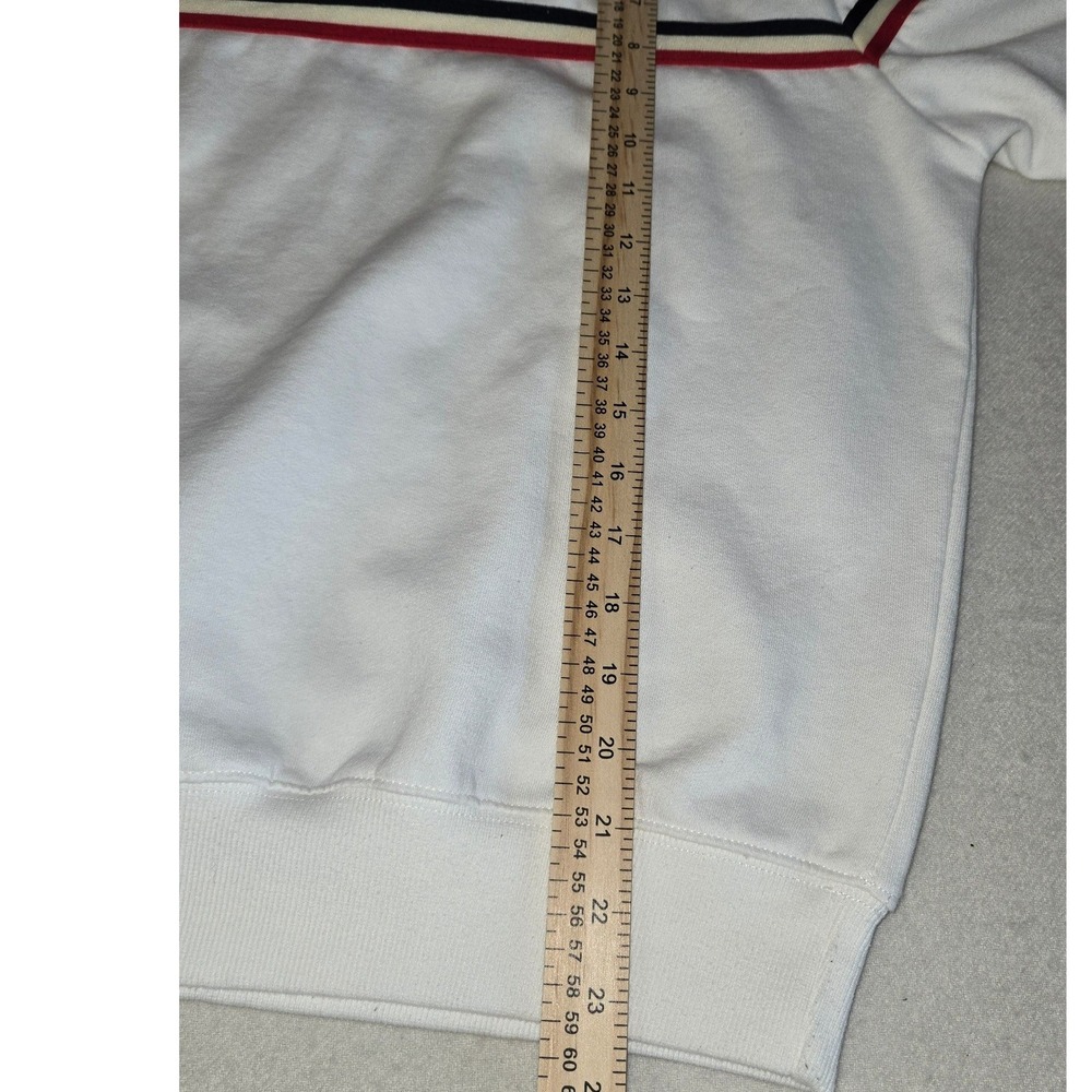Germinate White Striped Crewneck Sweatshirt Cotton Retro Sporty Pullover Small - Picture 5 of 5